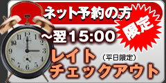 ネット予約の方限定 レイトチェックアウト～翌15時(平日限定)